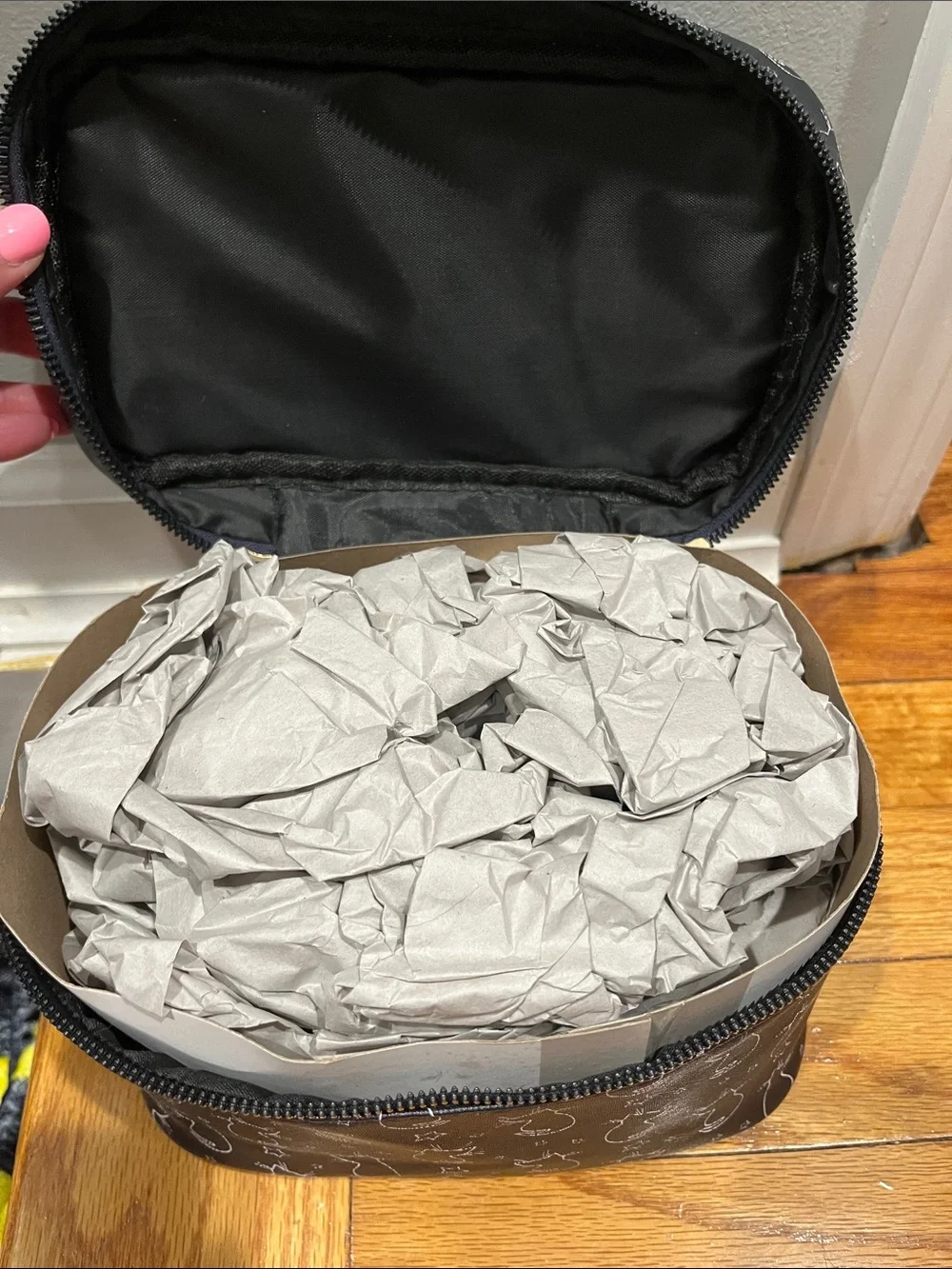 Black Cat Print Cosmetic Case with Top Handle